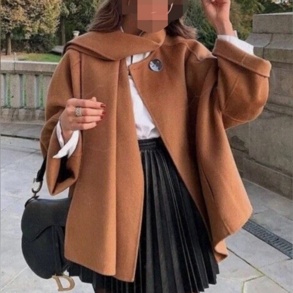 Zara Woman Coat - Brown/Tan - SIZE M